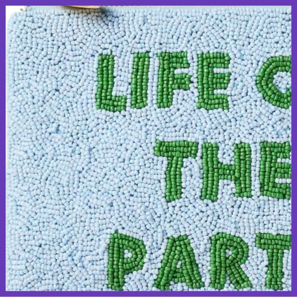 KATE SPADE NEW YORK X TARGET “LIFE OF THE PARTY” BLUE BEADED CLUTCH NWT - Picture 4 of 6